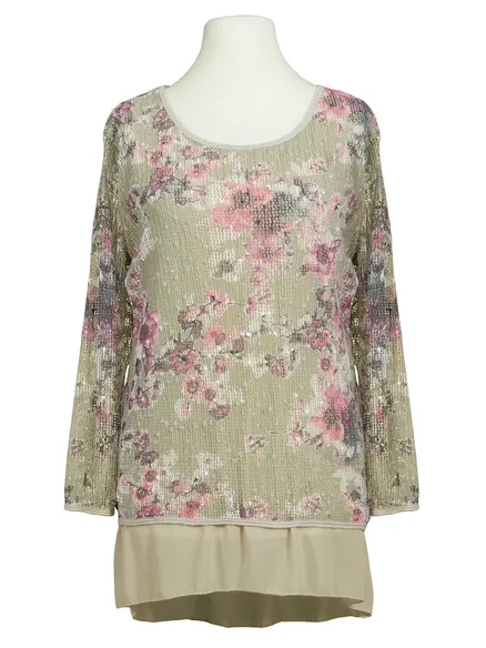 Shirt Bl�tenprint in beige von Diana