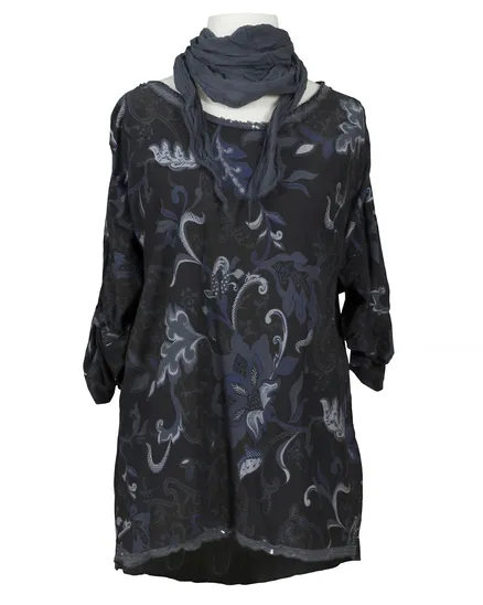 Shirt Floral mit Tuch in grau von Diana
