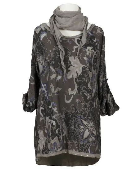 Shirt Floral mit Tuch in braun von Diana