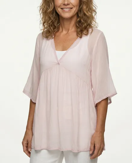 Tunika Bluse Baumwolle in rosa von Monday Afternoon