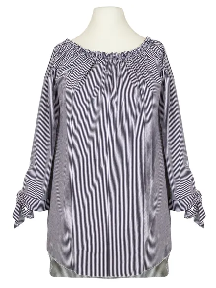 Tunika Bluse Carmen Ausschnitt in blau von New Collection