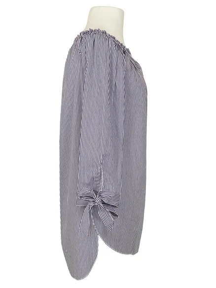 Tunika Bluse Carmen Ausschnitt in blau von New Collection
