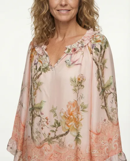 Tunika Bluse Floral in puderrosa von Made in Italy