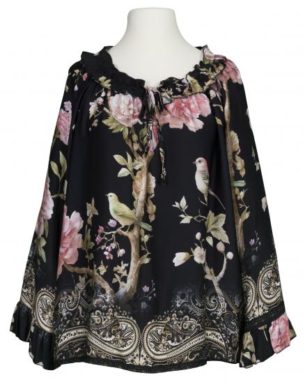 Tunika Bluse Floral in schwarz von Made in Italy