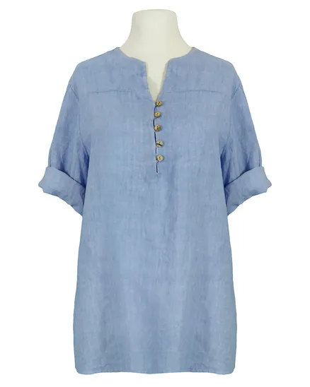 Tunika Bluse Leinen in hellblau von Puro Lino