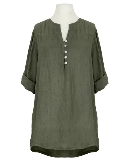 Tunika Bluse Leinen in khaki von Puro Lino
