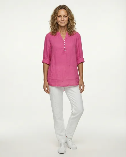 Tunika Bluse Leinen in pink von Puro Lino