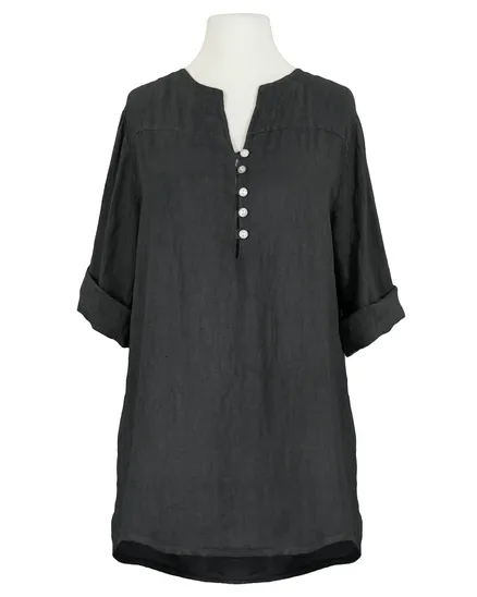 Tunika Bluse Leinen in schwarz von Puro Lino