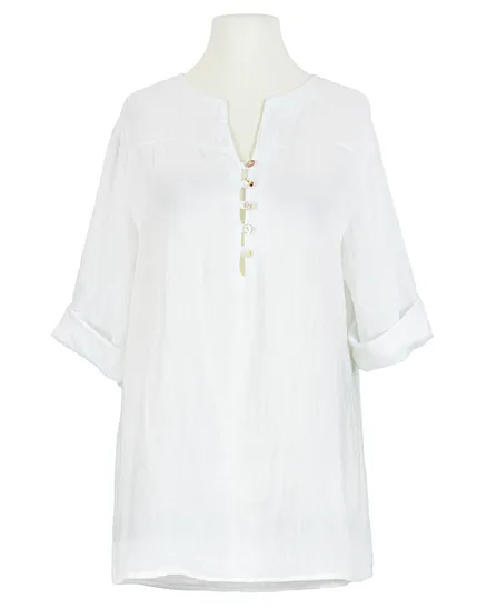 Tunika Bluse Leinen in wei� von Puro Lino
