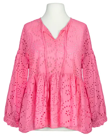 Tunika Bluse mit Lochstickerei in pink von Made in Italy