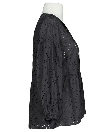 Tunika Bluse mit Lochstickerei in schwarz von Made in Italy