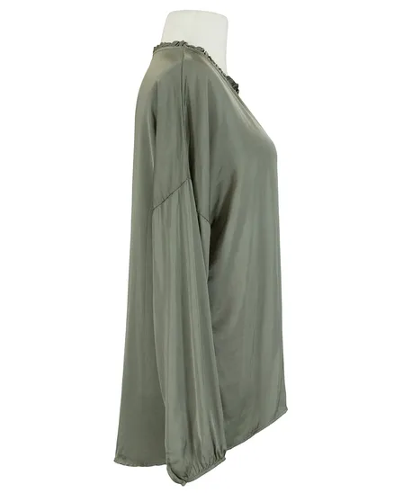Tunika Bluse mit Seide in khaki von Selected Touch