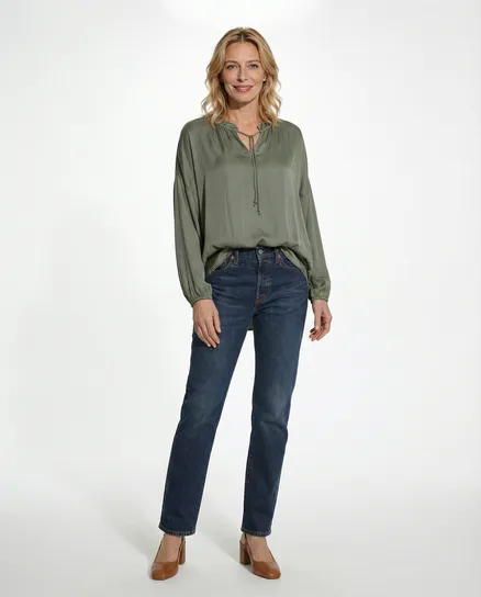 Tunika Bluse mit Seide in khaki von Selected Touch