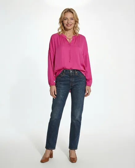 Tunika Bluse mit Seide in pink von Selected Touch