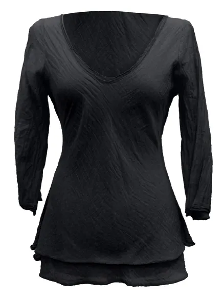 Tunika Bluse mit Seide in schwarz von RESTART