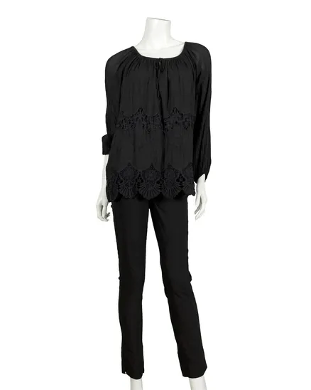 Tunika Bluse mit Seide in schwarz von Montan