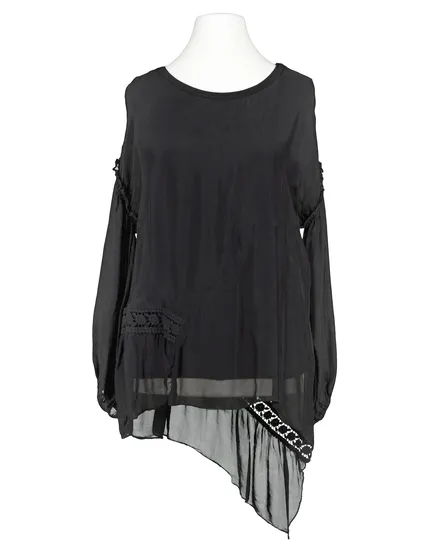 Tunika Bluse mit Seide in schwarz von Made in Italy