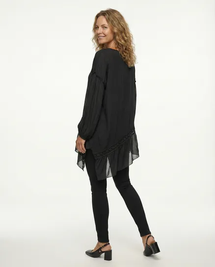Tunika Bluse mit Seide in schwarz von Made in Italy