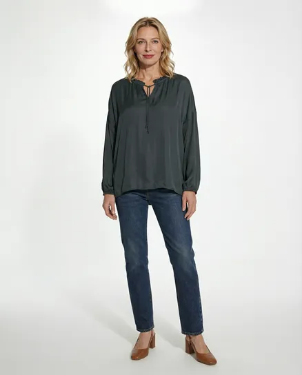Tunika Bluse mit Seide in schwarz von Selected Touch