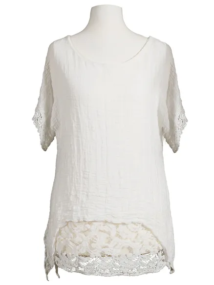 Tunika Bluse mit Seide in wei� von Diana