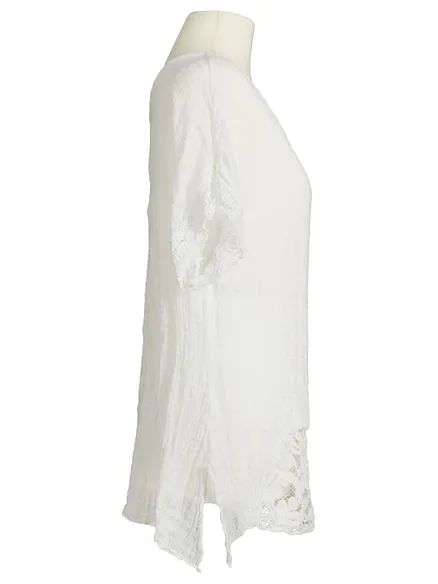 Tunika Bluse mit Seide in wei� von Diana