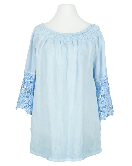 Tunika Bluse mit Spitze in blau von Diana