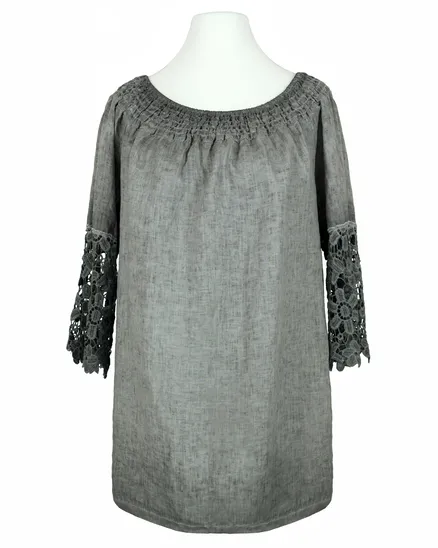 Tunika Bluse mit Spitze in grau von Diana