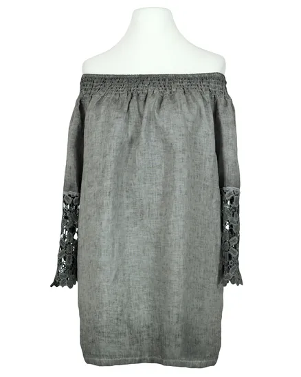 Tunika Bluse mit Spitze in grau von Diana