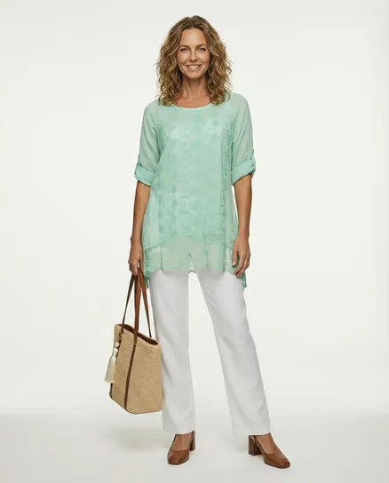 Tunika Bluse mit Spitze in mint von Saison Feminin
