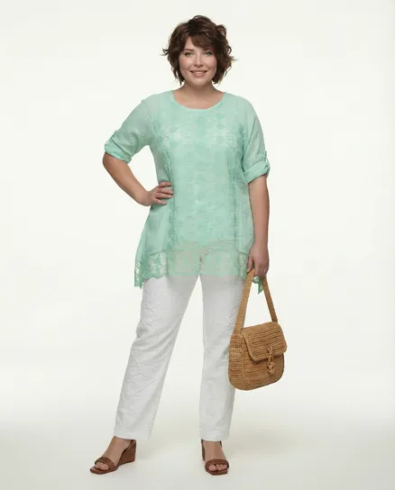 Tunika Bluse mit Spitze in mint von Saison Feminin