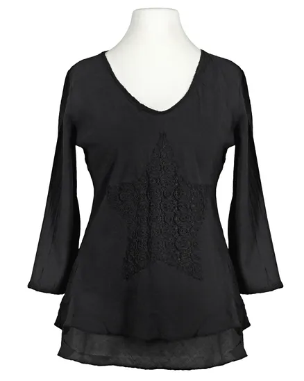 Tunika Bluse mit Spitze in schwarz von RESTART