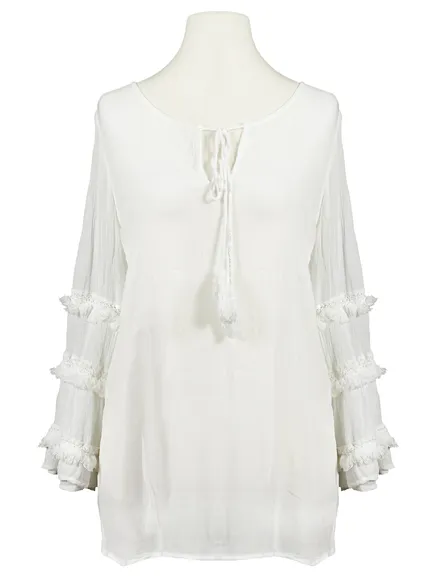 Tunika Bluse mit Spitze in wei� von Mihos