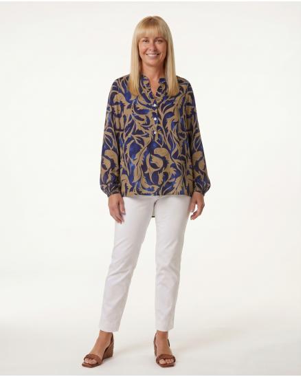Tunika Bluse Ornamentprint in blau von Selected Touch