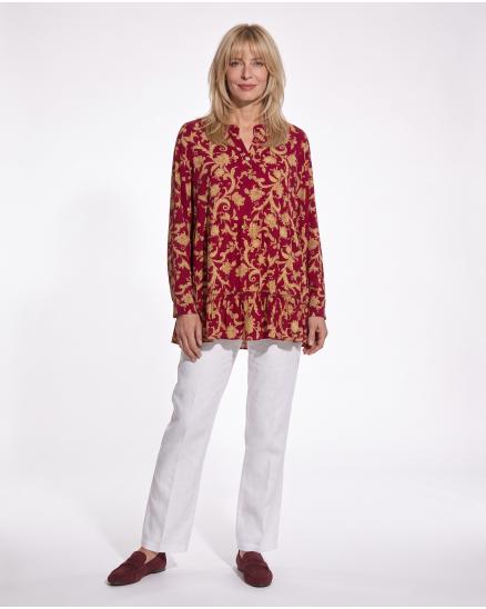 Tunika Bluse Ornamentprint in bordeaux von New Collection