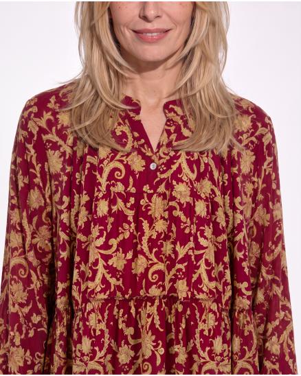 Tunika Bluse Ornamentprint in bordeaux von New Collection