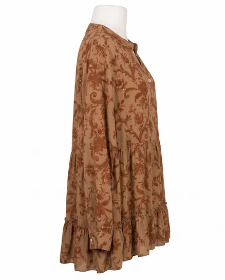 Tunika Bluse Ornamentprint in camel von New Collection