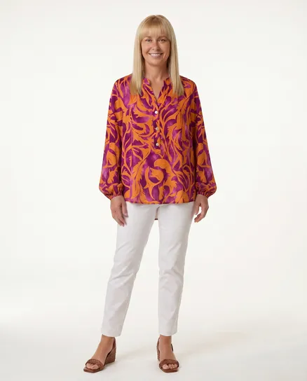 Tunika Bluse Ornamentprint in orange von Selected Touch