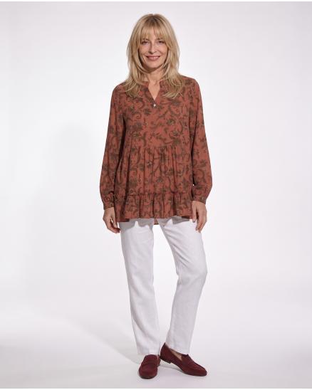 Tunika Bluse Ornamentprint in rost von New Collection