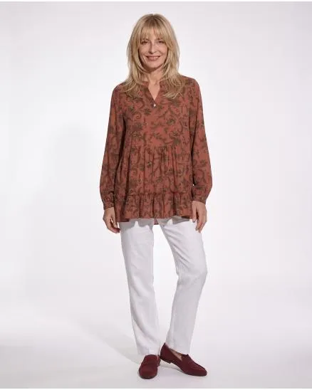 Tunika Bluse Ornamentprint in rost von New Collection