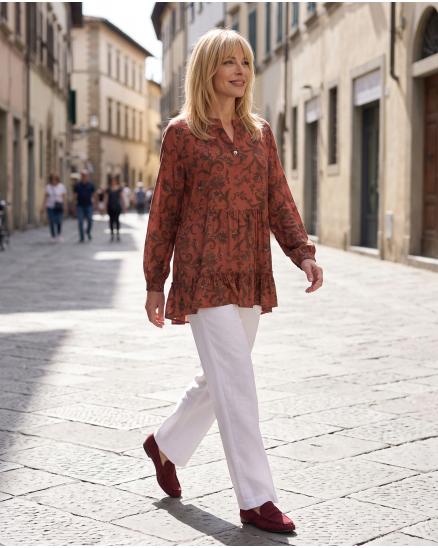 Tunika Bluse Ornamentprint in rost von New Collection