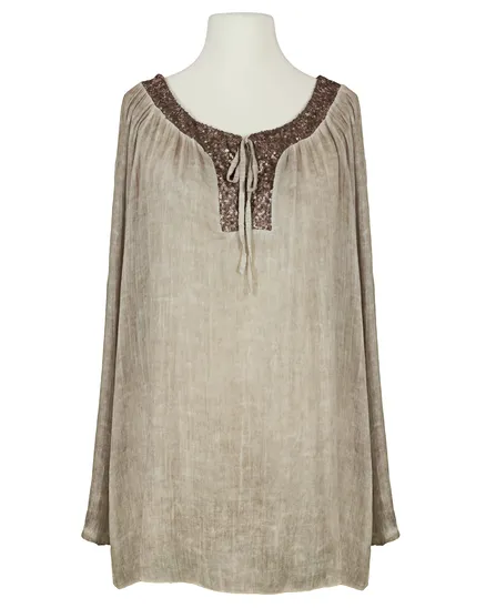 Tunika Bluse Pailletten in taupe von ever new fashion