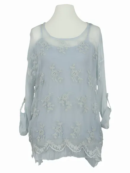 Bluse Seidencrepe in hellblau von RESTART