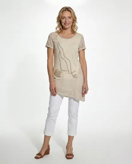 Tunika Feinstrick in beige von Exquisss Paris