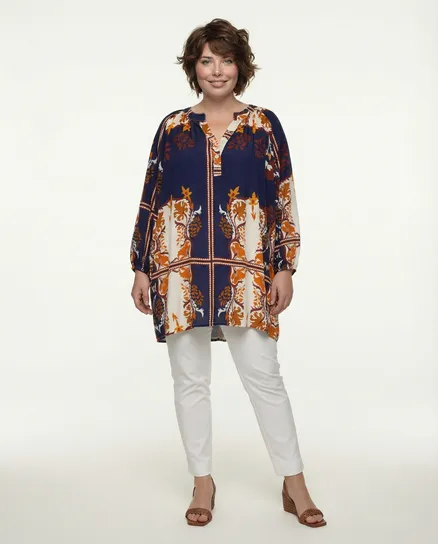 Tunika Floral in blau von New Collection