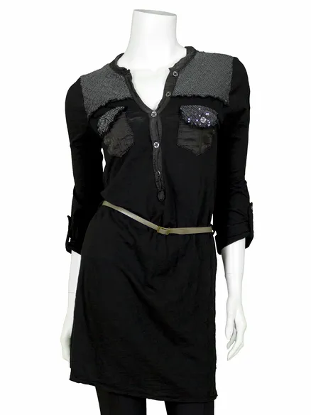 Longshirt Blusenstil in schwarz von Miss Carla