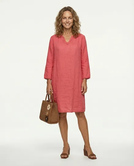 Tunika Kleid aus Leinen in koralle von Puro Lino