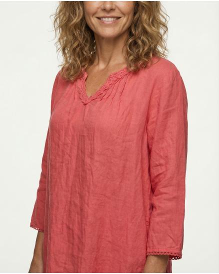 Tunika Kleid aus Leinen in koralle von Puro Lino