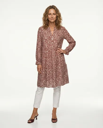 Tunika Kleid Blumenmuster in bordeaux von Made in Italy
