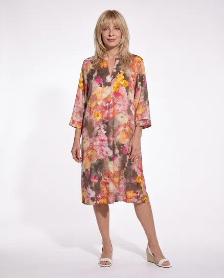 Tunika Kleid Blumenmuster in bunt von Made in Italy