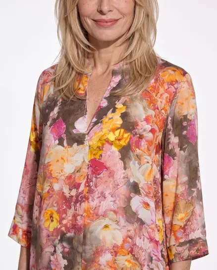 Tunika Kleid Blumenmuster in bunt von Made in Italy